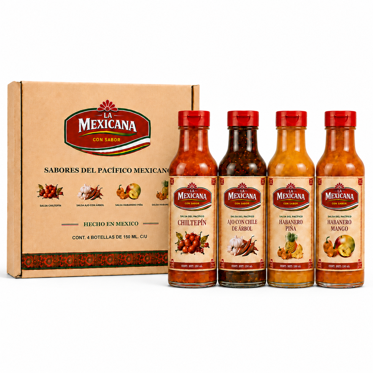 Salsas Pacifico 4 bottles /20 fl oz / 600 ml